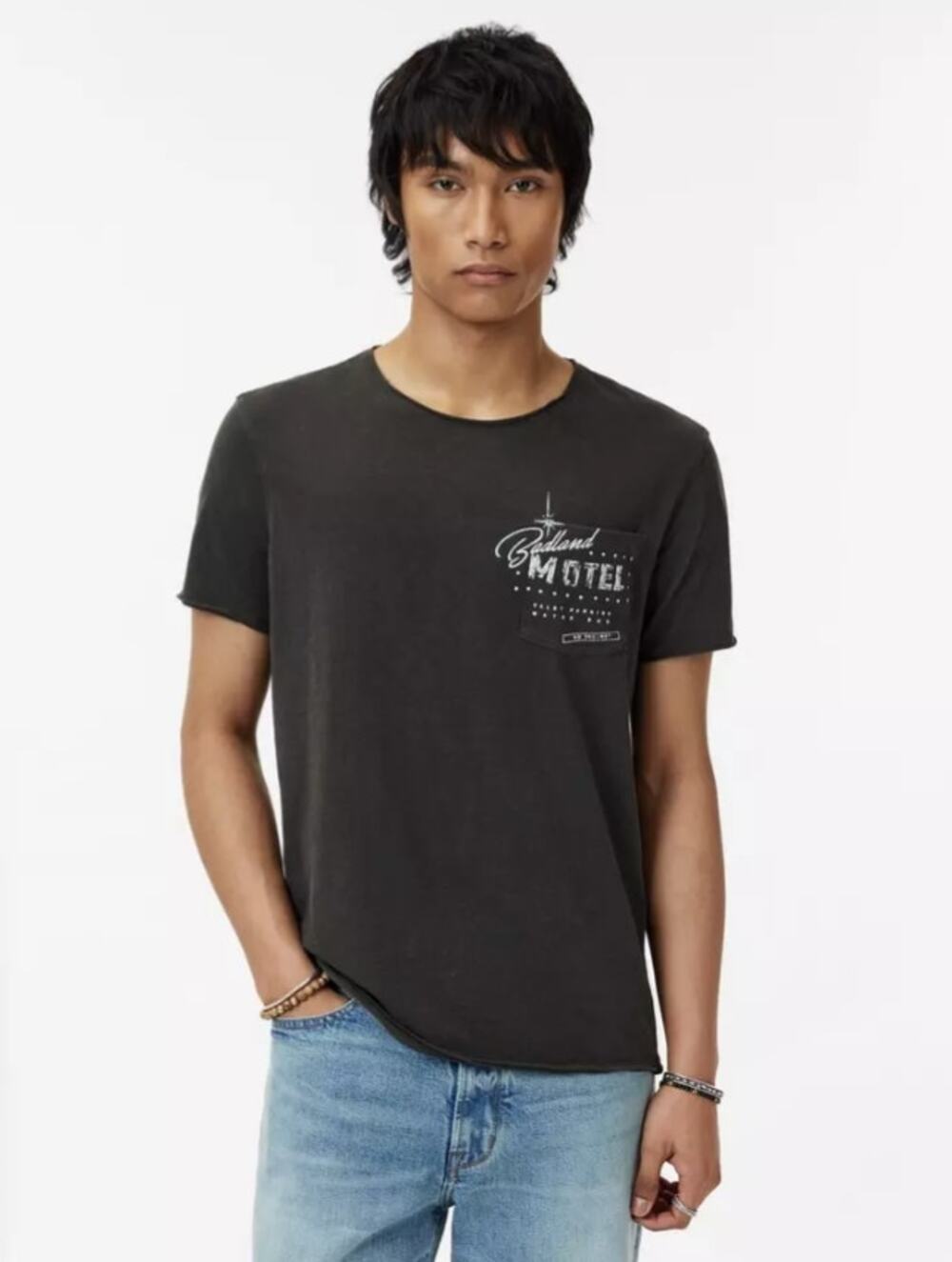 John Varvatos Men's Medium Charcoal Badlands Skull Tee Shirt Streetwear R5-8